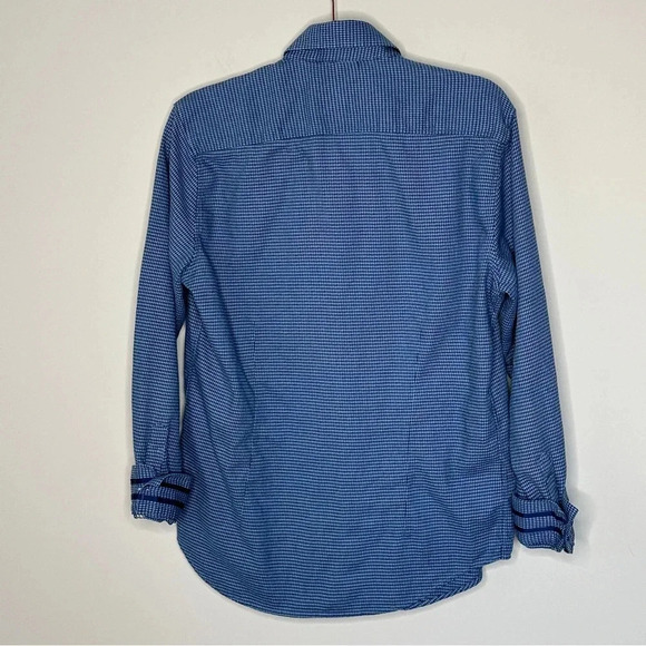 Robert Graham Size Medium Tailored Fit Flip‎ Cuff Long Sleeve Blue Plaid Classic - Picture 2 of 12